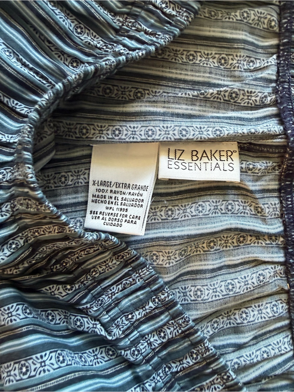 Liz Baker Navy Stripe Pattern Wide-Leg Pants - Picture 2 of 6
